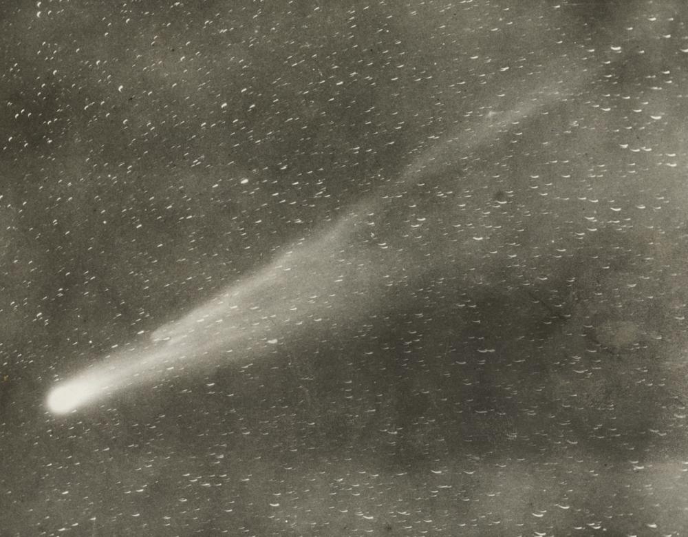Black and white photo of Halley's Comet